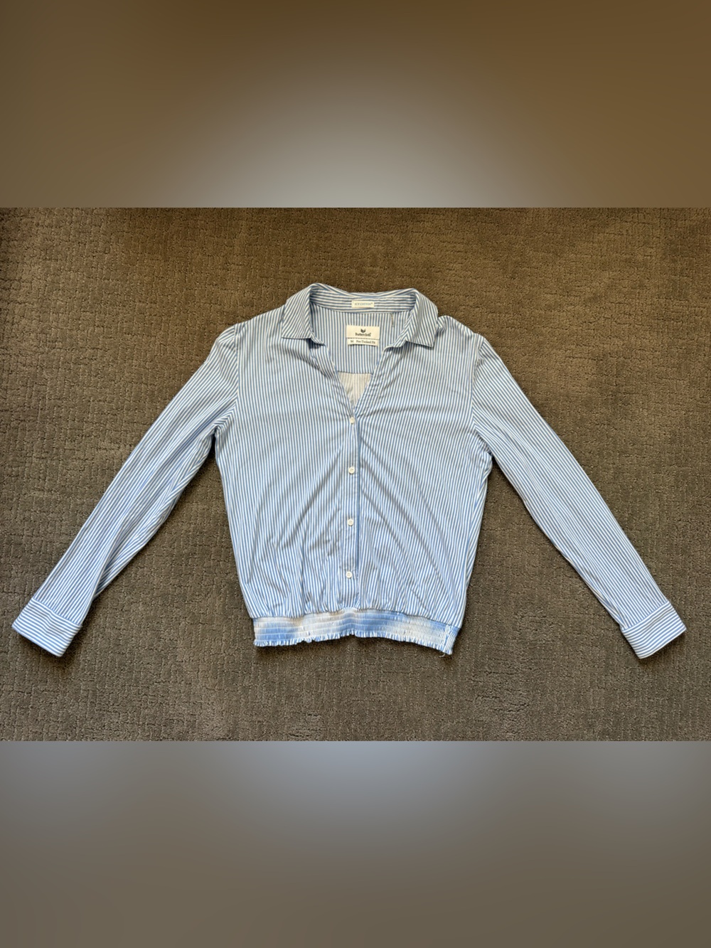EUC Women’s Buttercloth Icy Cotton Pre-Tucked Fit Blouse, Sz M. (Blue/White)